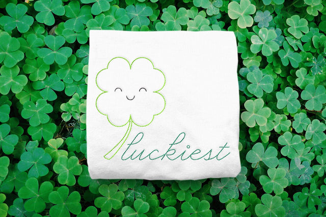Linework Luckiest Clover St. Patrick's Day Embroidery Embroidery/Applique DESIGNS Designed by Geeks 