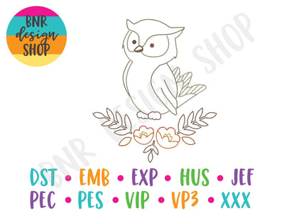 Linework Owl Machine Embroidery Design Embroidery/Applique DESIGNS BNRDesignShop 