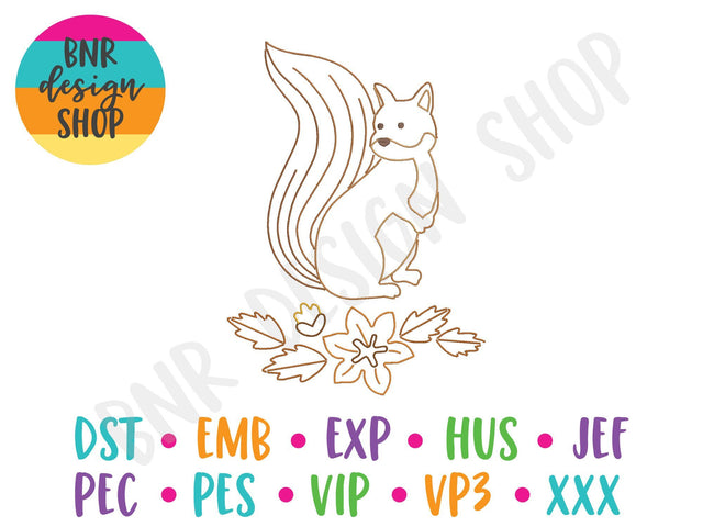 Linework Squirrel Machine Embroidery Design Embroidery/Applique DESIGNS BNRDesignShop 