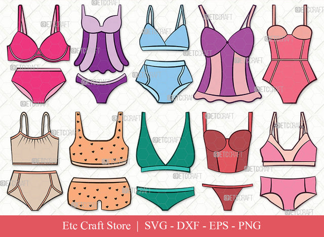 Lingerie Clipart SVG, Women's Lingerie Svg, Sexy Sleepwear Svg, Bra Svg, Women's Underwear Svg, Sexy Clothing Svg, Ladies Fashion Svg, Bikini Svg, Lingerie Svg Bundle SVG ETC Craft 