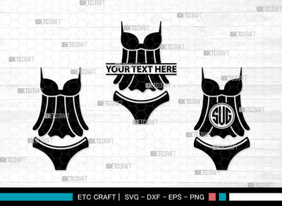 Lingerie Monogram SVG, Women's Lingerie Svg, Sexy Sleepwear Svg, Bra Svg, Women's Underwear Svg, Sexy Clothing Svg, Ladies Fashion Svg, Bikini Svg, Lingerie Monogram SVG ETC Craft 