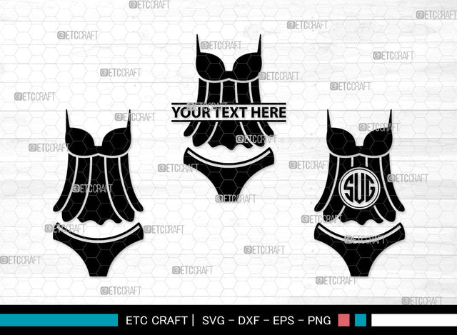 Lingerie Monogram SVG, Women's Lingerie Svg, Sexy Sleepwear Svg, Bra Svg, Women's Underwear Svg, Sexy Clothing Svg, Ladies Fashion Svg, Bikini Svg, Lingerie Monogram SVG ETC Craft 