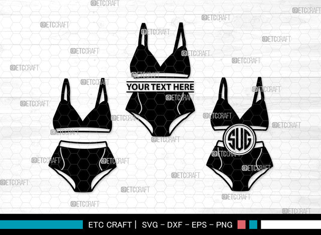Lingerie Monogram SVG, Women's Lingerie Svg, Sexy Sleepwear Svg, Bra Svg, Women's Underwear Svg, Sexy Clothing Svg, Ladies Fashion Svg, Bikini Svg, Lingerie Monogram SVG ETC Craft 