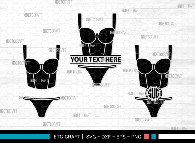 Lingerie Monogram SVG, Women's Lingerie Svg, Sexy Sleepwear Svg, Bra Svg, Women's Underwear Svg, Sexy Clothing Svg, Ladies Fashion Svg, Bikini Svg, Lingerie Monogram SVG ETC Craft 