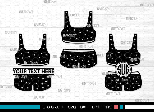 Lingerie Monogram SVG, Women's Lingerie Svg, Sexy Sleepwear Svg, Bra Svg, Women's Underwear Svg, Sexy Clothing Svg, Ladies Fashion Svg, Bikini Svg, Lingerie Monogram SVG ETC Craft 