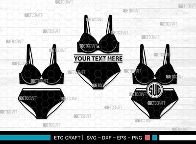 Lingerie Monogram SVG, Women's Lingerie Svg, Sexy Sleepwear Svg, Bra Svg, Women's Underwear Svg, Sexy Clothing Svg, Ladies Fashion Svg, Bikini Svg, Lingerie Monogram SVG ETC Craft 