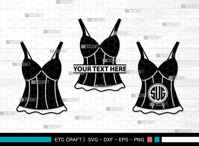 Lingerie Monogram SVG, Women's Lingerie Svg, Sexy Sleepwear Svg, Bra Svg, Women's Underwear Svg, Sexy Clothing Svg, Ladies Fashion Svg, Bikini Svg, Lingerie Monogram SVG ETC Craft 