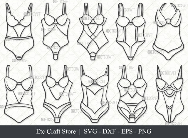 Lingerie SVG, Lingerie Outline, Sexy Sleepwear Svg, Bra Svg, Women Underwear Svg, Sexy Clothing Svg, Ladies Fashion Svg, Bikini Svg, Lingerie Svg Bundle SVG ETC Craft 