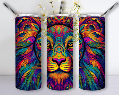 Lion Art With Psychedelic Colors 20oz Skinny Tumbler Png, Colors Lion Tumbler, Psychedelic Lion Tumbler, Straight Tumbler Wrap, Tumbler Sublimation Design Sublimation PixelChick 