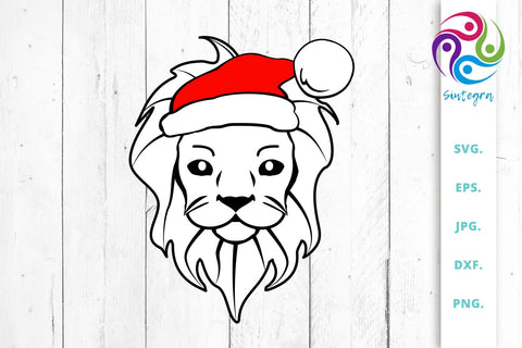 Lion Cub With Christmas Santa Hat SVG File SVG Sintegra 