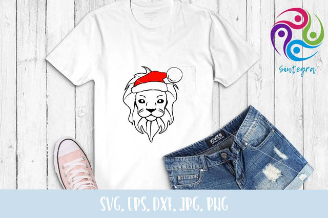 Lion Cub With Christmas Santa Hat SVG File SVG Sintegra 