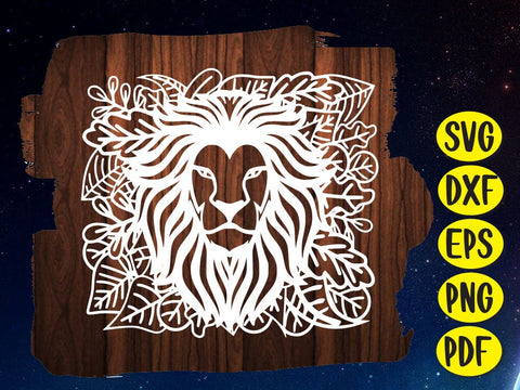 Lion head leaf Paper cut SVG Johan Ru designs 