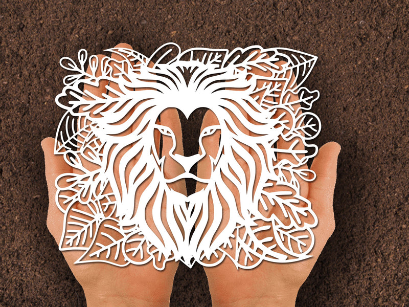 Lion head leaf Paper cut SVG Johan Ru designs 