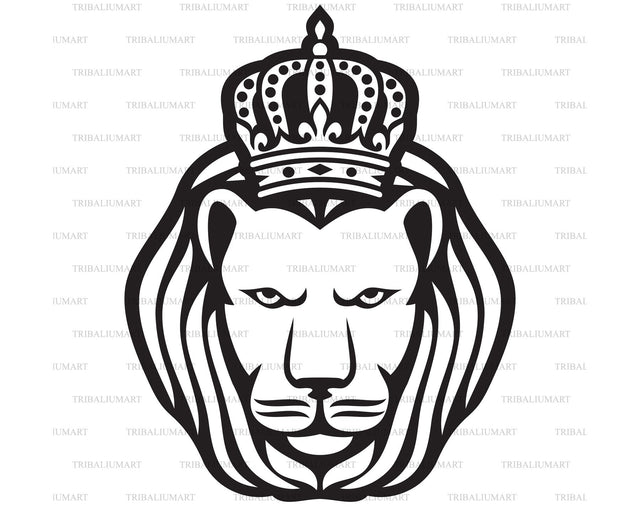 Lion head with crown SVG TribaliumArtSF 