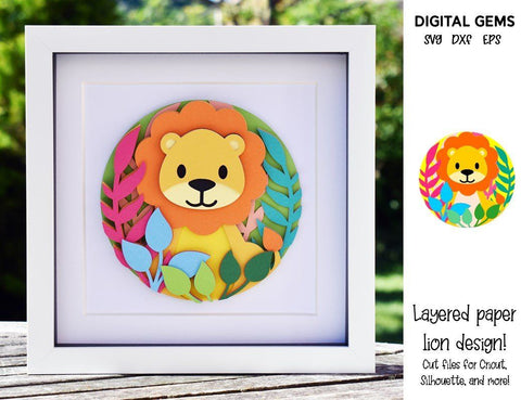 Lion, Layered paper cut file design SVG Digital Gems 