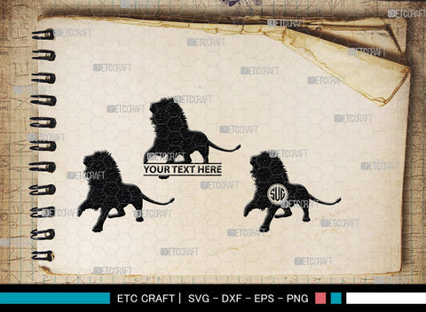 Lion Monogram, Lion Silhouette, Lion SVG, Lion Head Svg, Lions Svg, Wild Animal Svg, African Animal Svg, SB00289 SVG ETC Craft 
