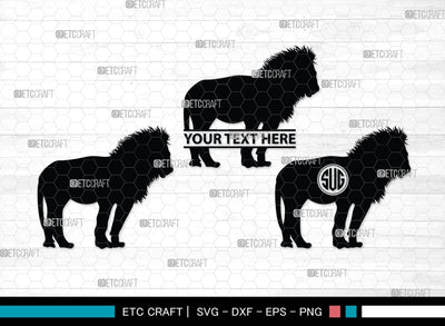 Lion Monogram, Lion Silhouette, Lion SVG, Lion Head Svg, Lions Svg, Wild Animal Svg, African Animal Svg, SB00289 SVG ETC Craft 