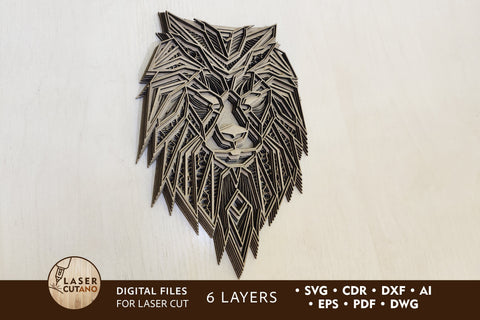 Lion - Multilayer Laser Cut Files, Mandala, 3D Design SVG LaserCutano 