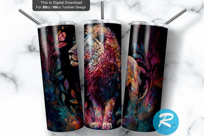 Lion Neon 20 oz / 30 oz Tumbler PNG Sublimation Regulrcrative 