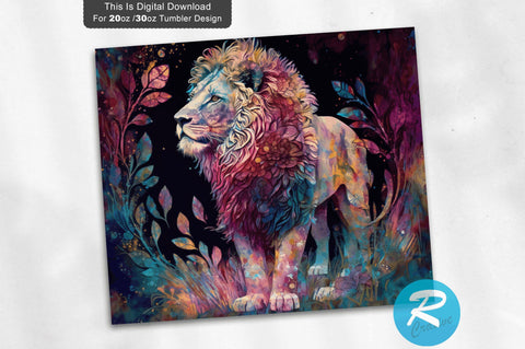 Lion Neon 20 oz / 30 oz Tumbler PNG Sublimation Regulrcrative 