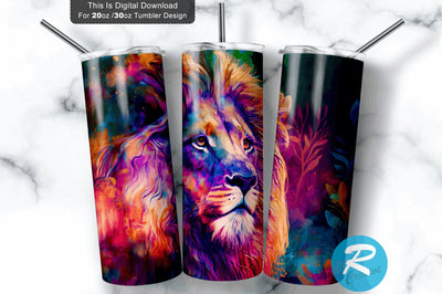 Lion Neon flora 20 oz / 30 oz Tumbler PNG Sublimation Regulrcrative 