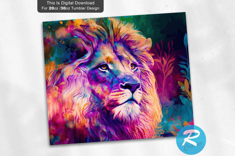 Lion Neon flora 20 oz / 30 oz Tumbler PNG Sublimation Regulrcrative 