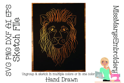 Lion Sketch File | Foil Quill | Drawing File Sketch DESIGN MissMarysEmbroidery 