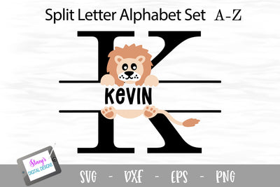 Lion Split Letters A - Z - 26 Split Monogram SVG Files SVG Stacy's Digital Designs 
