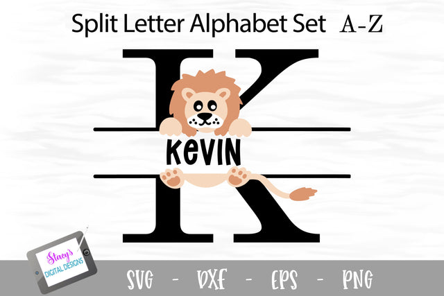 Lion Split Letters A - Z - 26 Split Monogram SVG Files SVG Stacy's Digital Designs 