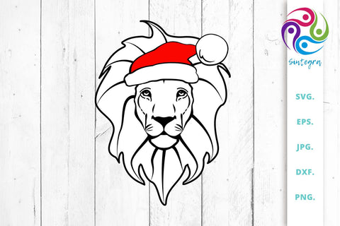 Lion With Christmas Santa Hat SVG File SVG Sintegra 