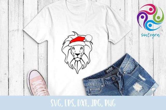 Lion With Christmas Santa Hat SVG File SVG Sintegra 