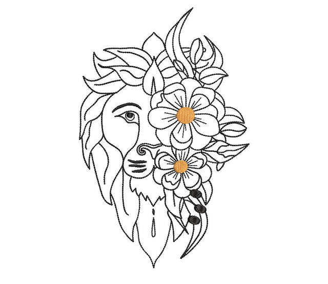Lion with Flowers Machine Embroidery Design Embroidery/Applique DESIGNS Canada Embroidery 