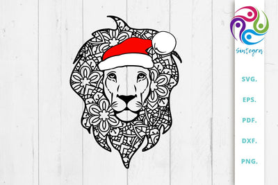 Lion with Santa Hat svg cut file SVG Sintegra 