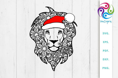 Lion with Santa Hat svg cut file SVG Sintegra 