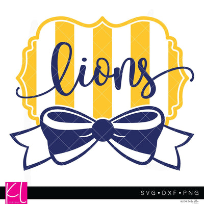 Lions and Bow Wide Stripe Frame SVG Kelly Lollar Designs 