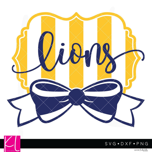 Lions and Bow Wide Stripe Frame SVG Kelly Lollar Designs 