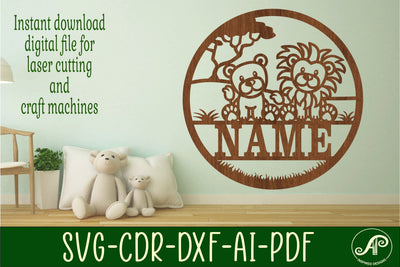 Lions Name sign svg laser cut template, wall art SVG APInspireddesigns 