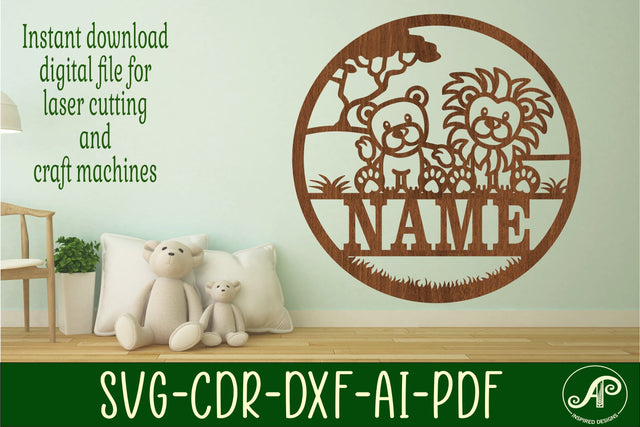 Lions Name sign svg laser cut template, wall art SVG APInspireddesigns 