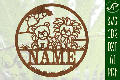 Lions Name sign svg laser cut template, wall art SVG APInspireddesigns 