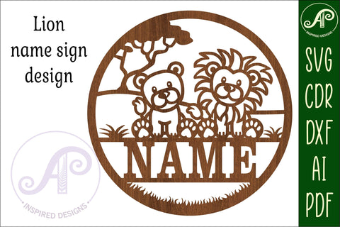 Lions Name sign svg laser cut template, wall art SVG APInspireddesigns 