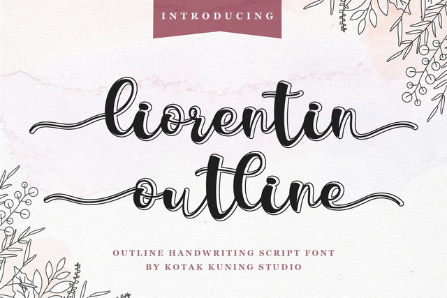 Liorentin Outline Script Font Kotak Kuning Studio 
