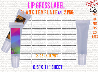 Lip Gross Tube Label Template, Lip Gross Label Svg, Lip Gross Tube Stickers for Personalized and DIY, Custom Lip Gross Tube Dxf, Svg, Docx SVG 1966digi 