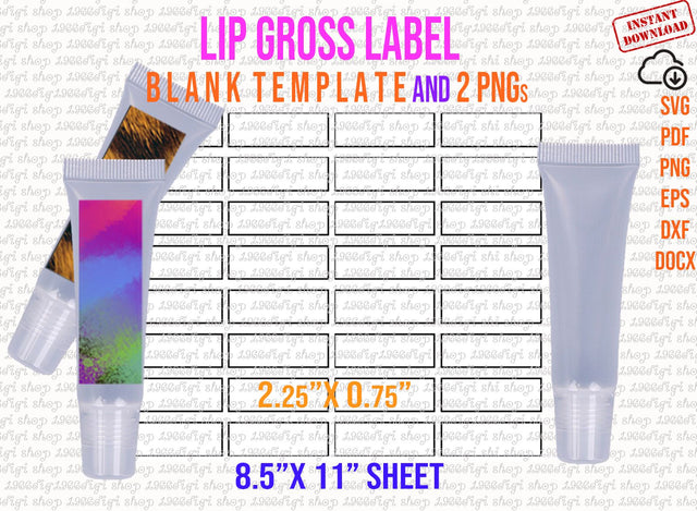 Lip Gross Tube Label Template, Lip Gross Label Svg, Lip Gross Tube Stickers for Personalized and DIY, Custom Lip Gross Tube Dxf, Svg, Docx SVG 1966digi 