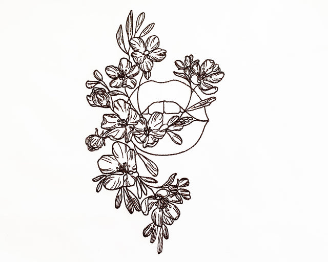 Lips and Flowers Machine Embroidery Design Embroidery/Applique DESIGNS Canada Embroidery 