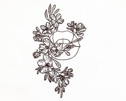 Lips and Flowers Machine Embroidery Design Embroidery/Applique DESIGNS Canada Embroidery 