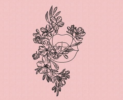 Lips and Flowers Machine Embroidery Design Embroidery/Applique DESIGNS Canada Embroidery 
