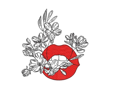 Lips and Flowers Machine Embroidery Design1C Embroidery/Applique DESIGNS Canada Embroidery 