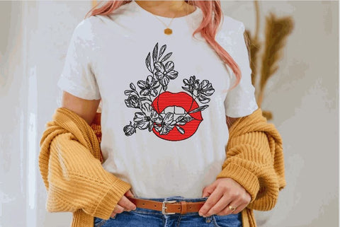 Lips and Flowers Machine Embroidery Design1C Embroidery/Applique DESIGNS Canada Embroidery 