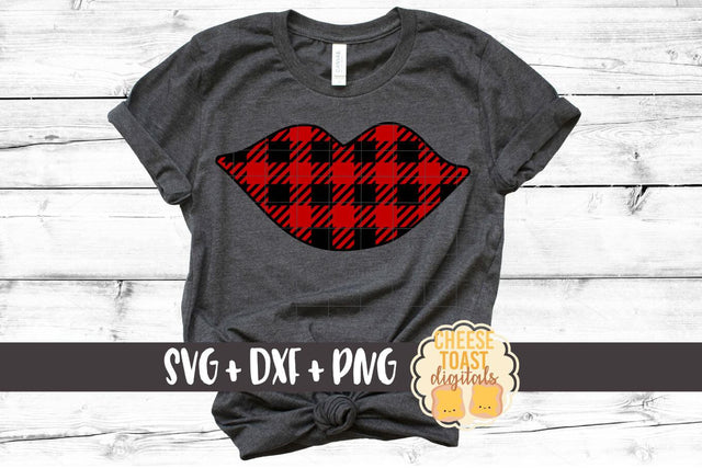 Lips - Buffalo Plaid - Valentine's Day SVG PNG DXF Cutting Files SVG Cheese Toast Digitals 