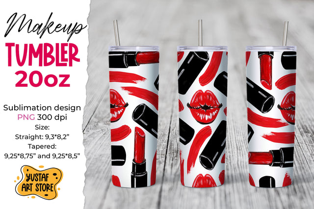Lips & Lipstick Tumbler sublimation template. Woman tumbler Sublimation Yustaf Art Store 